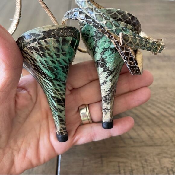 Fiammante Vintage Snakeskin Ankle Strap Sandals 7B - Picture 8 of 10